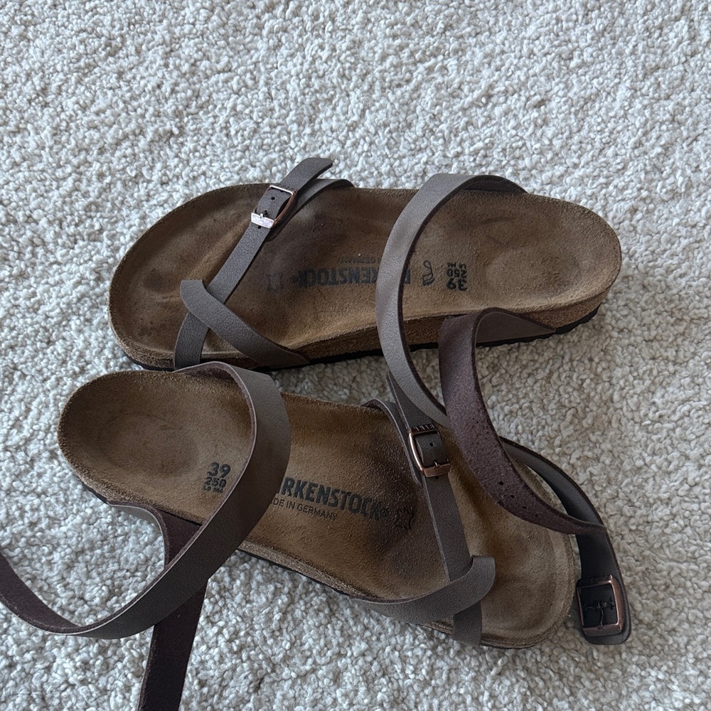 Birkenstock Dark Brown Cross-Strap Sandals
